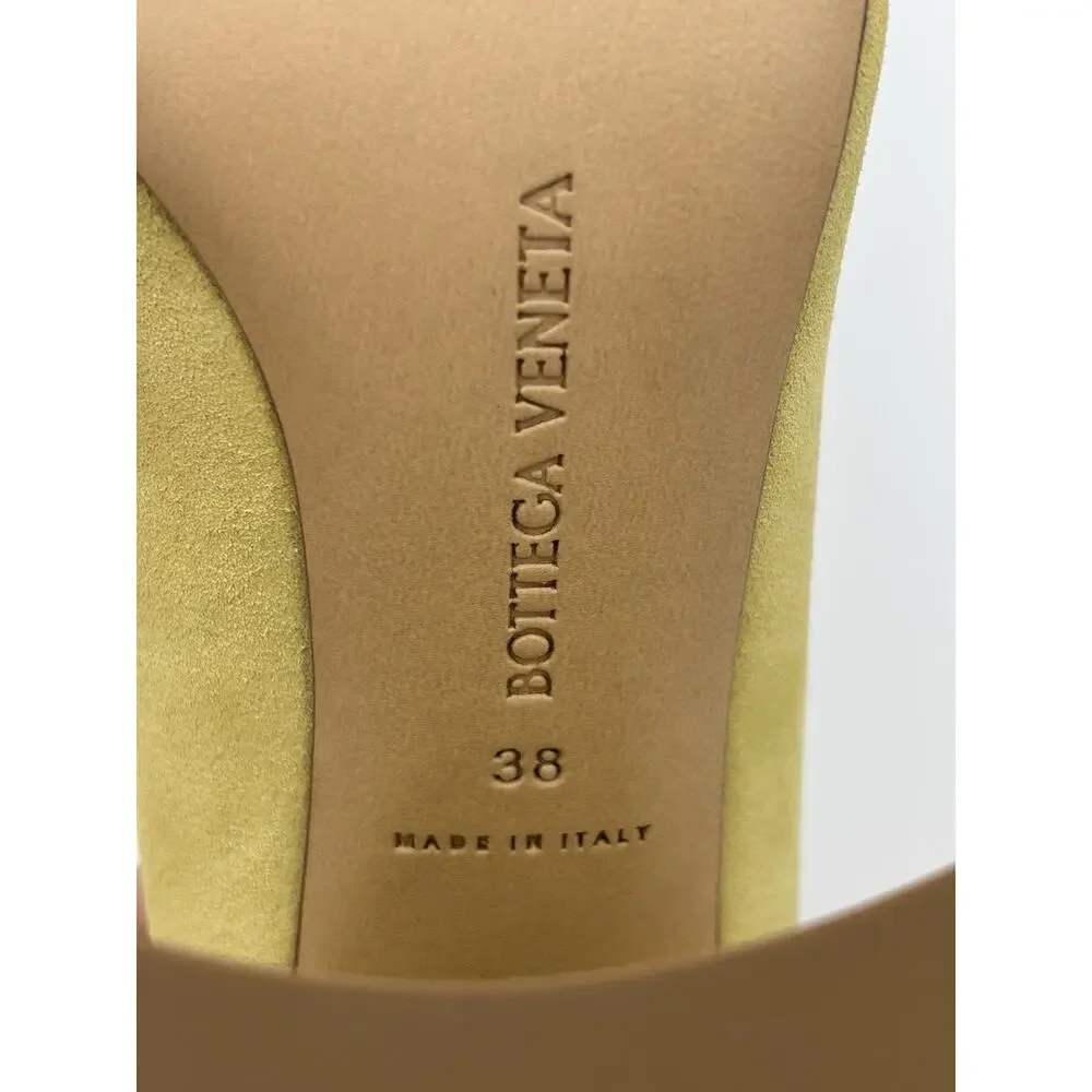 Bottega Veneta Tower Square Toe Suede Pumps Heels Yellow Size 38 / 8